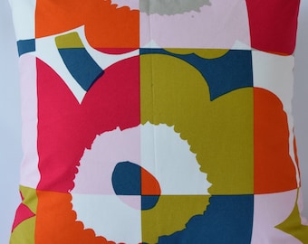 Marimekko Pillow Cover, Handmade-Pattern Design:Maija Isola-Ruutu-Unikko 20"x20" (50x50cm)