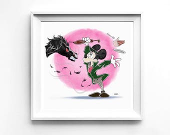 Mickey Mouse as Ichabod, Ichabod Crane, Sleepy Hollow, Horse, Headless Horseman, Mickey, Disney, Art Print, Unframed Art Print, Fan Art
