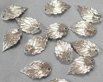 12 Pcs Silver Plated Leaves Charm,Nickel Free