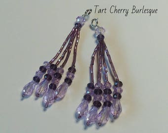 Lavender and Amethyst Beaded Nipple Tassels for Burlesque Pasties