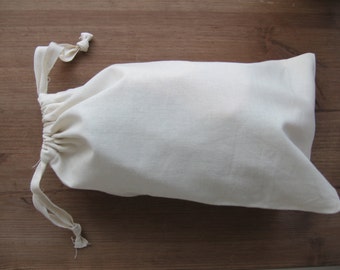 Set of 12 drawstring unbleached Cotton bag Blank fabric Canvas large wrap gift favors Organic Natural muslin for packing and storage goods