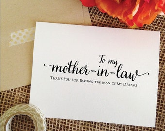 Thank You for RAISING the man of my dreams wedding card mother in law wedding gift Mother-In-Law Gift mother of the groom gift from bride