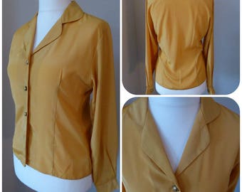 Mustard Secretart V Neck button Up Blouse UK 10 by Classic Women