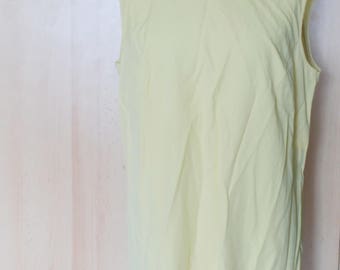 Vintage Yellow top, simple blouse, sleeveless top, summer blouse, summer shirt, loose shirt, basic shirt, womens top, retro top, size L