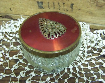 Glass Powder Box Art Deco Powder Box Ladies Powder Box Trinket Box