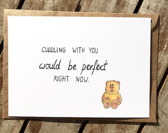 Funny love card - long distance relationship - i miss you - ldr - gift for boyfriend - Cuddling with you -i love you -husband