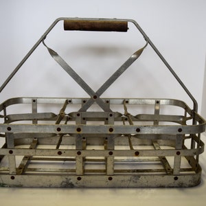 Antique Metal Milk Bottle Carrier
