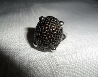 Vintage Black Spinel Sterling Silver Ring size 6