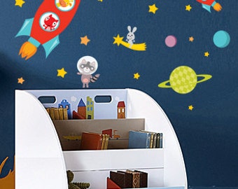 Astronaut Wall Decal, Space Decal, Space Wall Decals, Wall Decal Rocket, Outer Space Decal, Space Wall Decal, Boys Wall Decal, Nursery Decal
