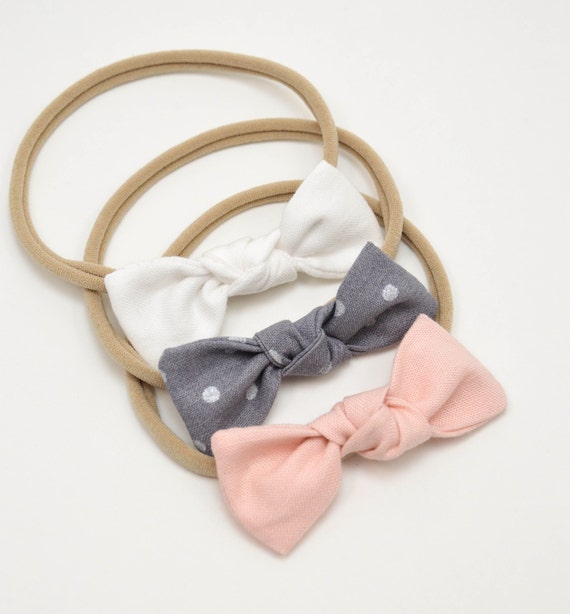 Bow Baby Headbands Small Knot Bow Headbands or Clips Set