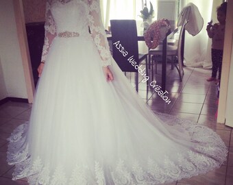 long sleeves wedding dress lace dress