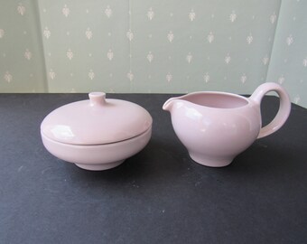 Mid Century Modern Iroquois China Company Casual China Russel Wright Pink Sherbet Creamer And Sugar Bowl With Lid 6035