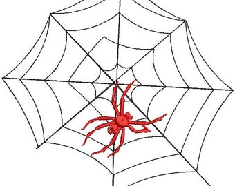 Spider on a spider web - Machine Embroidery Design - two sizes