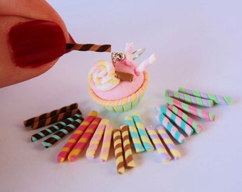 20 Candy sticks/Colorful straws combination Faux Candy Cupcake Topping Miniature Sweets Deco Deco-den