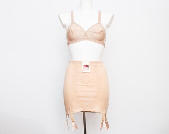 garter girdle skirt nude bombshell dead stock Vintage