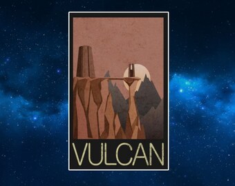 Vulcan Travel Poster Style Fridge magnet. Star Trek. Art Deco