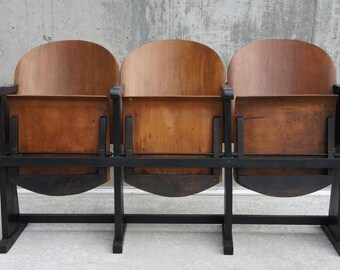 Bank of 3 Mid Century Cinema Seats