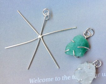 Handmade Pendant Blanks, Nugget Pendant, 5 Prongs blanks, Sterling silver Prong Pendant setting, Claw Pendant Blanks, Claw 4 Prongs blanks