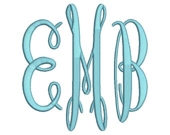 Oval Monogram Embroidery Font 3 Size Font Machine Embroidery Font Instant Download 9 Formats Embroidery Pattern PES and BX