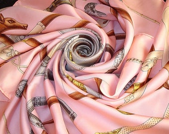 HERMES Silk Scarf "Rods and knobs" Rose / Pink Hermes scarf