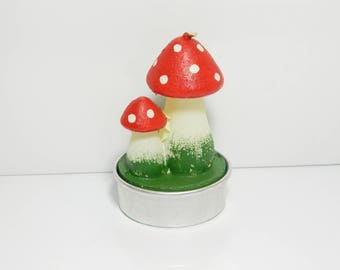 Red and white mushroom candle 3 x