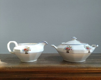 Vintage Edwin M. Knowles China Co. Sugar and Creamer Set