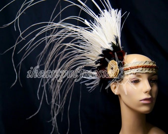 Simple side hau and niau Tahitian dance costume head piece