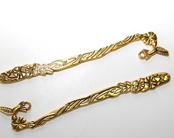2 PCs. bookmark blanks / metal bookmark / antique gold tone / "bird" humming bird / 123mm LZ17