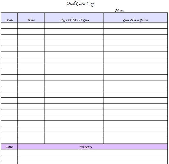 printable home health care daily log template