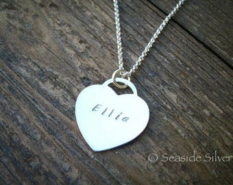 Handstamped Sterling Silver Heart Pendant