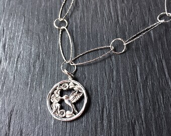 Silver hummingbird necklace, unique hummingbird jewelry