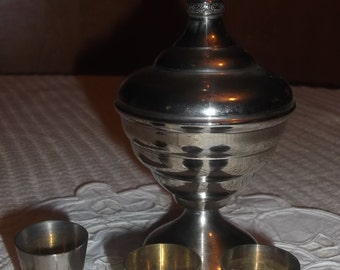 Набор ликерный.коньячный, мельхиор, позолота, сделано в СССР, 1970-е