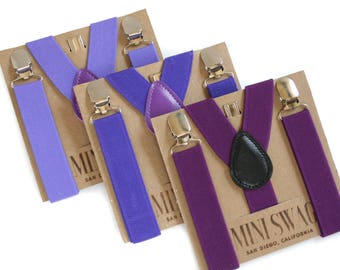 Purple Suspenders Kids, Plum Suspenders Boys ,Lilac Suspenders Baby, Toddler Suspenders, Kids Wedding Suspenders, Ring Bearer, Page Boy