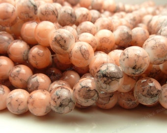 12mm Light Salmon Round Glass Beads - Smooth, Shiny Beads - 17pcs - BN8