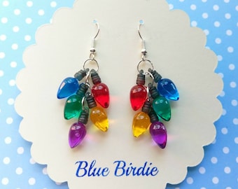 Christmas tree lights earrings Christmas jewelry christmas jewellery Christmas earrings holiday jewelry dangle earrings Christmas gifts