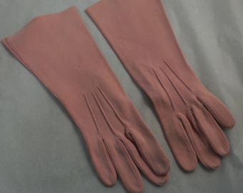 Ladies Vintage gloves pink cotton Gant size 6 made in France