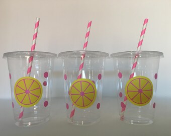 Pink lemonade party cups, Pink Lemonade Birthday Party cups, Pink Lemonade Party Favors, Lemonade Stand party Cups, Pink Lemonade shower
