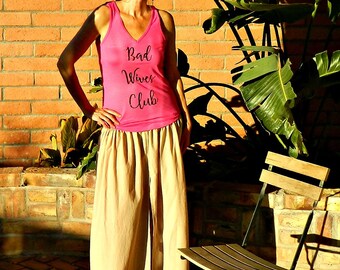 Tanks-Tops-Tees-Womens Clothing-Clothing-Bad Wives Club-Hot Pink V Tank with Scoop Bottom Cut-Mommy LaDy Club Mama Sass Collection