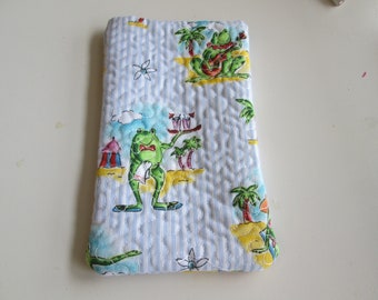 Beach frog large sunglasses case fabric quilted