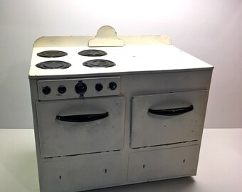 Vintage Toy Stove, Pressed Steel Stove 1960's Original - Large Stove