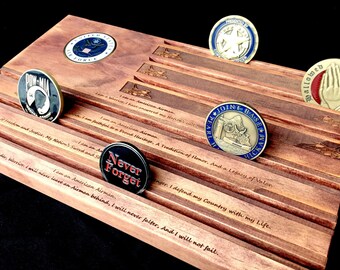 Red Air Force Challenge Coin Display - Airman's Creed Coin Holder - customizable - personalized