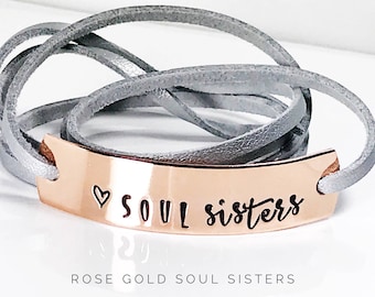 Soul Sister Gift | Gift for Sisters | My Soul Sister gift | Best friend gift | Gift ideas for Soul Sisters | Rose Gold wrap bracelet | WB010
