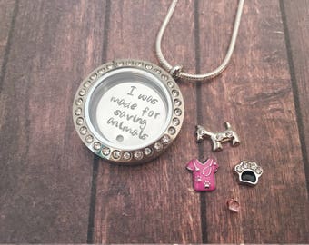 Veterinarian Gift Vet Necklace Floating Locket Tech Jewelry