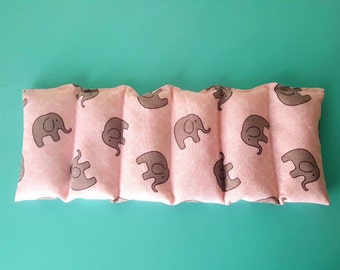 Rice Heating Pad / pink gray elephant / rice bag/ pain relief/ heat and cold therapy pack / microwavable / Easter Gift