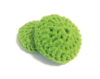 Lime Green Crocheted Nylon Netting Dish Scrubbies-Pair