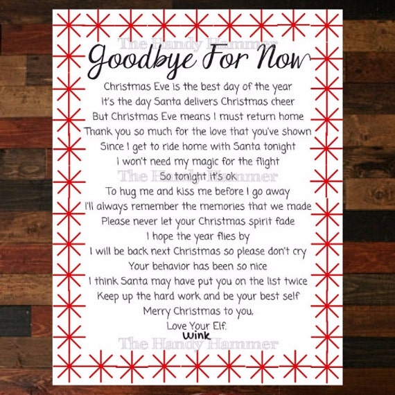Items similar to Departure Leaving Letter for your Elf - Goodbye Letter ...