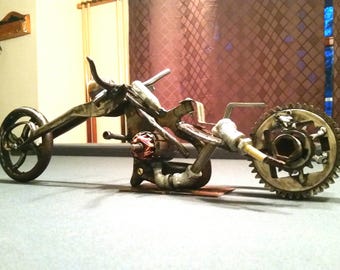 Welded motorcycle sculpture