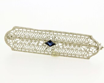 10K Gold Sapphire Brooch