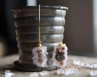 Gold Quartz Stalactite Earrings