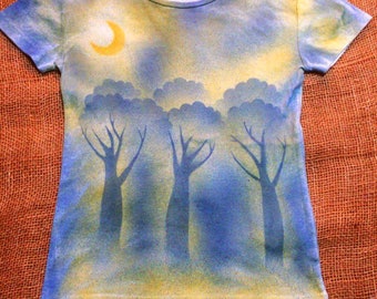 In The trees, Moonlight dyed Airbrush T-shirt Ladies
